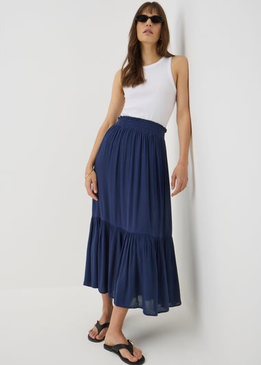 Navy Cheesecloth Maxi Skirt