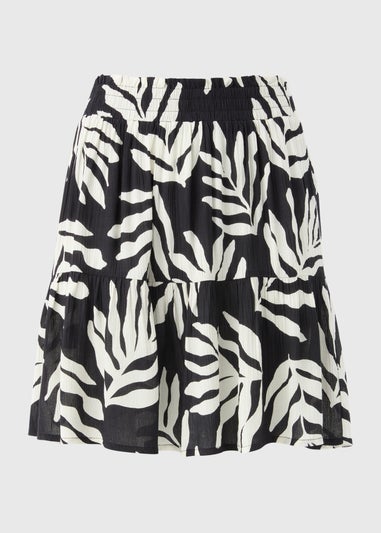 Black Leaf Cheesecloth Mini Skirt