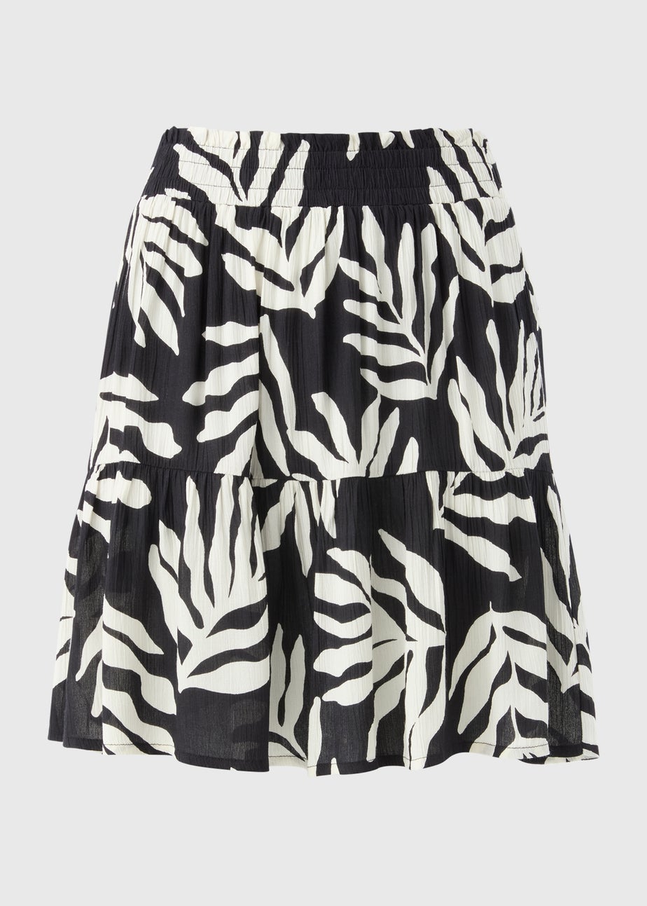 Black Leaf Cheesecloth Mini Skirt