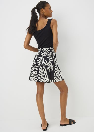 Black Leaf Cheesecloth Mini Skirt