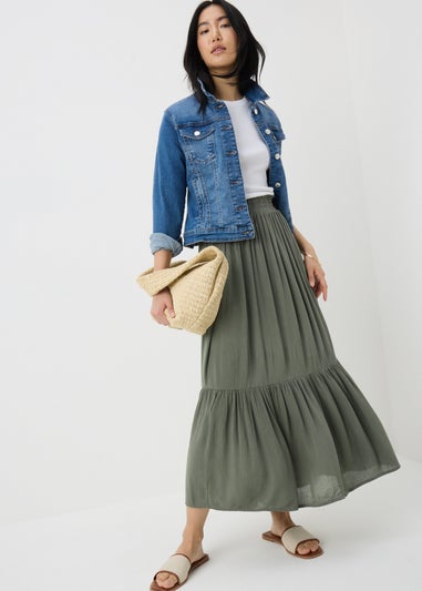 Green Cheesecloth Maxi Skirt
