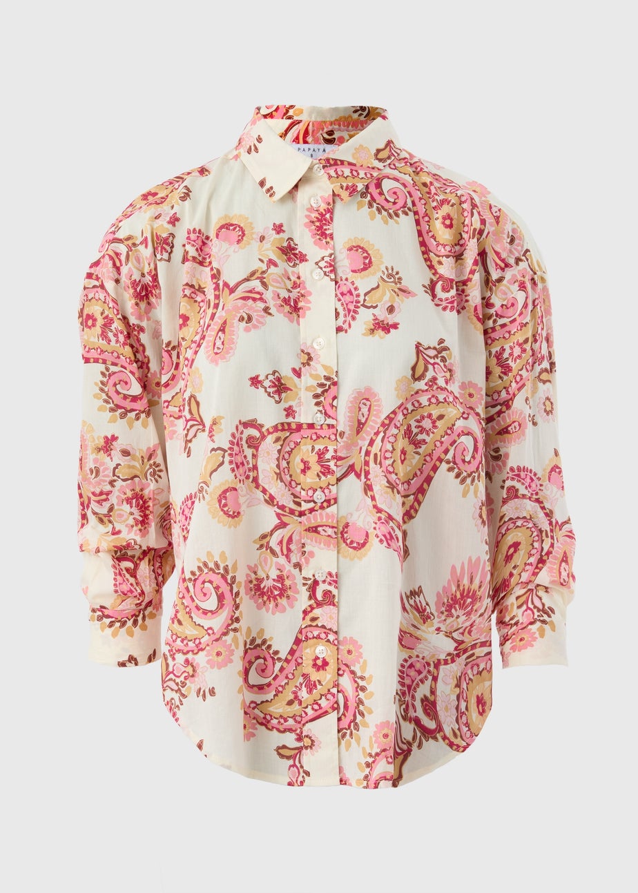 Pink Paisley Print Cotton Shirt