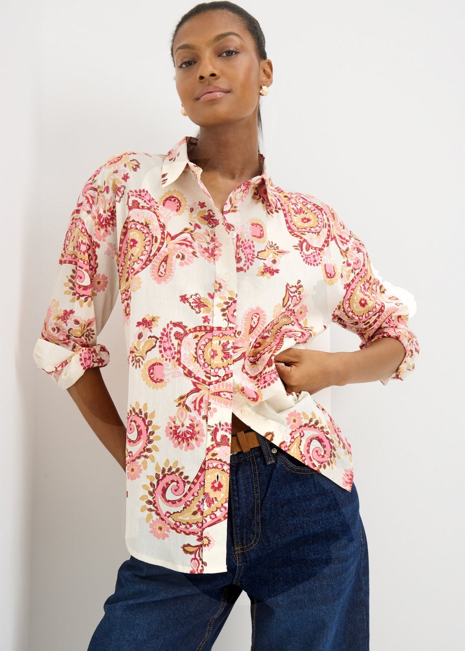 Pink Paisley Print Cotton Shirt