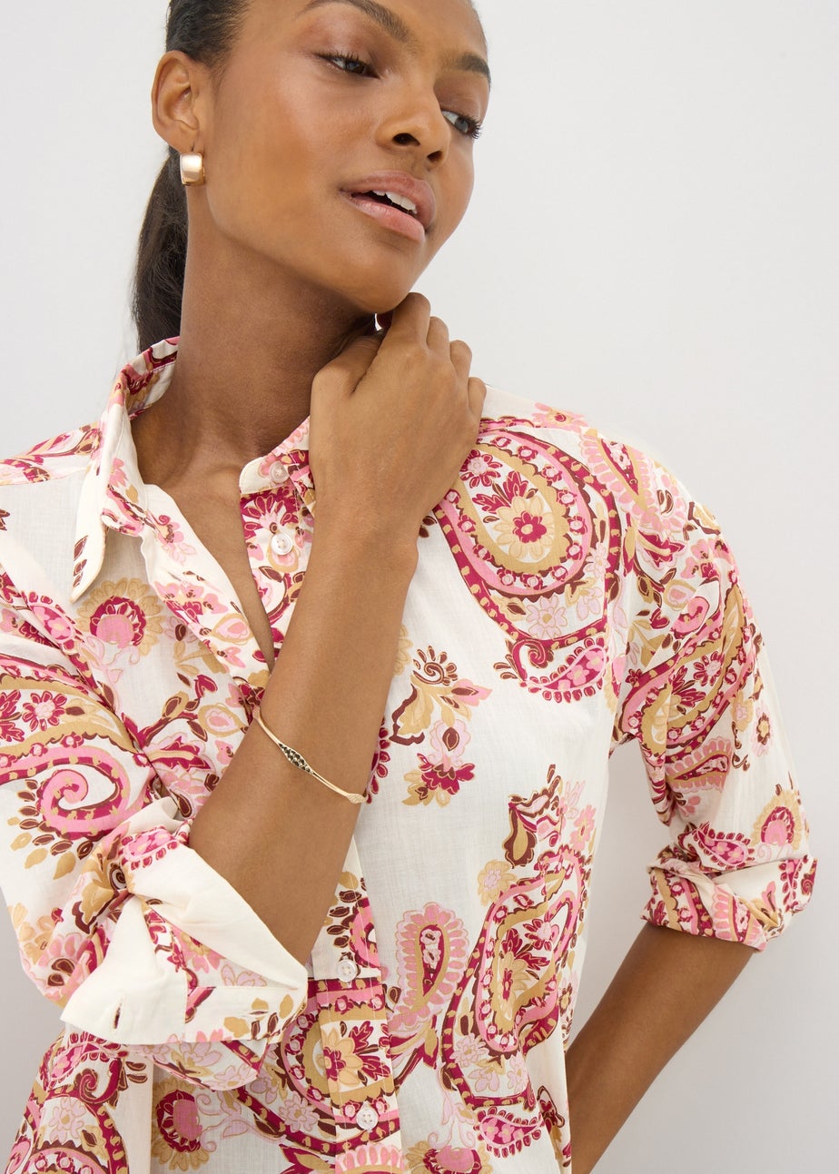 Pink Paisley Print Cotton Shirt