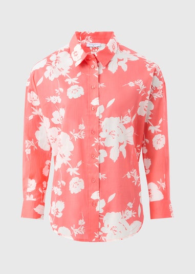 Coral Cotton Floral Shirt