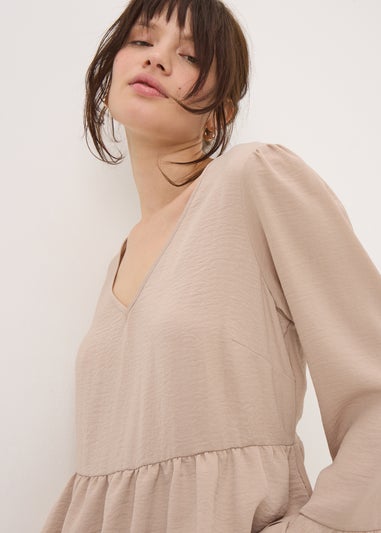 Stone V-Neck Ruffle Blouse