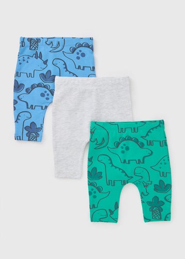 3 Pack Baby Multicolour Dino Leggings (Newborn-23mths)