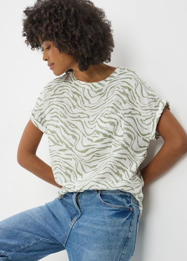 Green Zebra Print Pocket Box Top