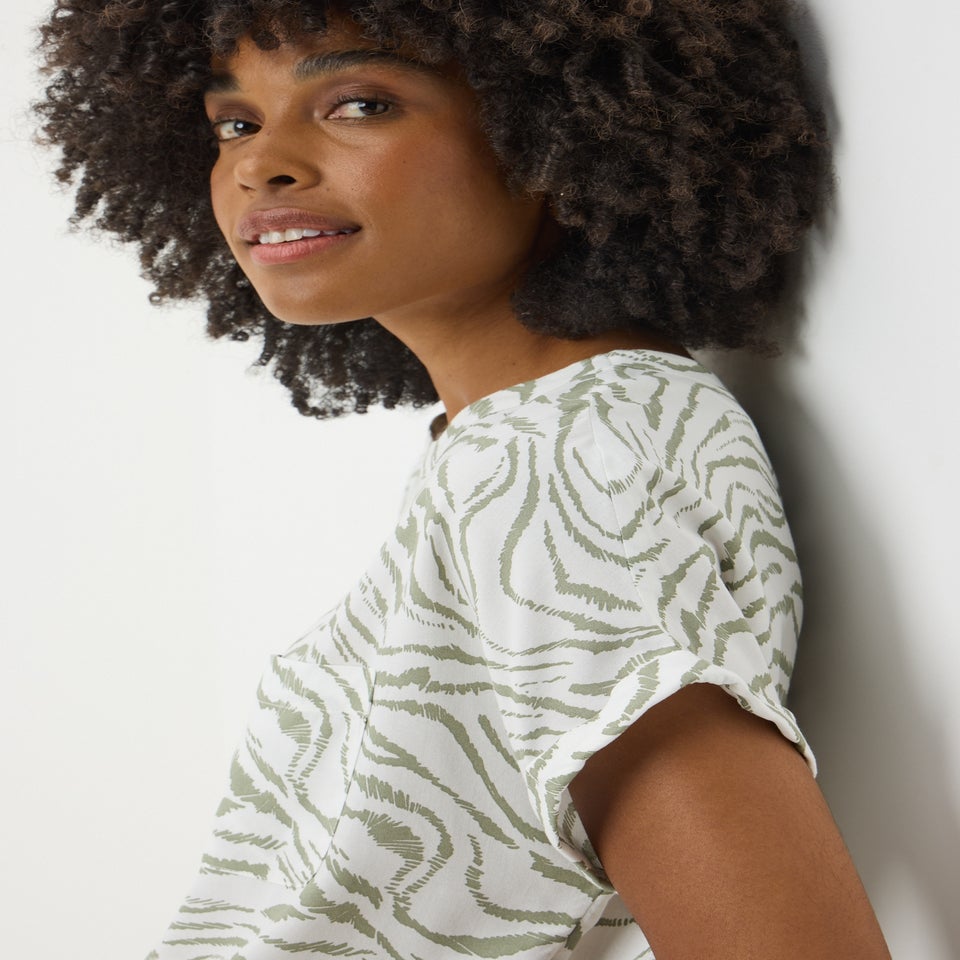 Green Zebra Print Pocket Box Top