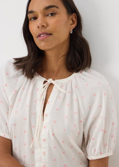 White Dobby Tiered Smock Mini Dress