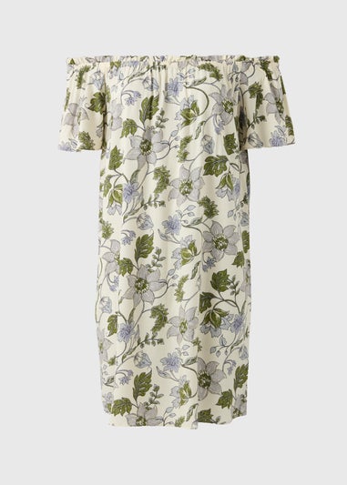 Cream Floral Bardot Mini Dress