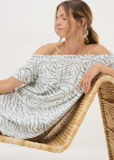 Green Zebra Bardot Mini Dress