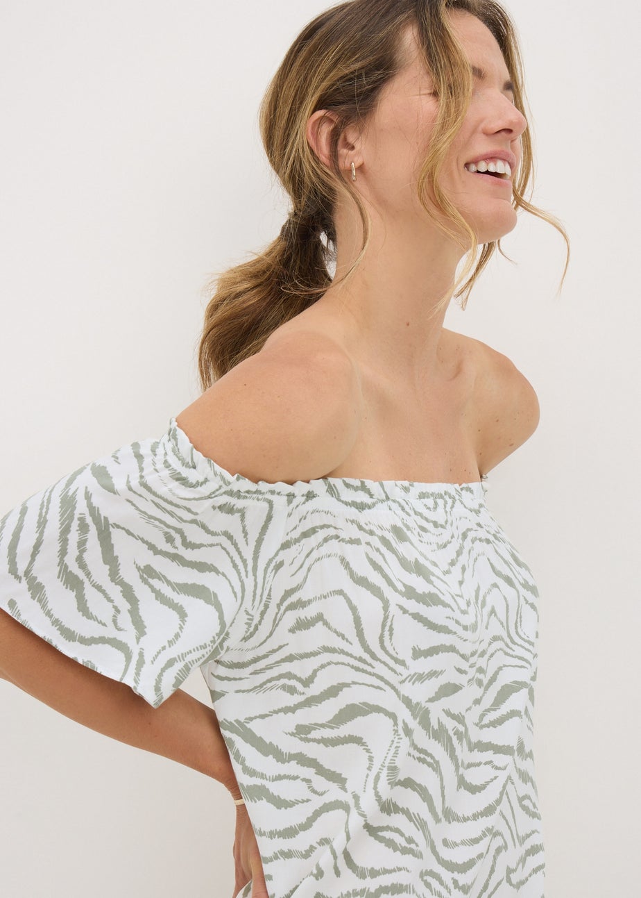 Green Zebra Bardot Mini Dress