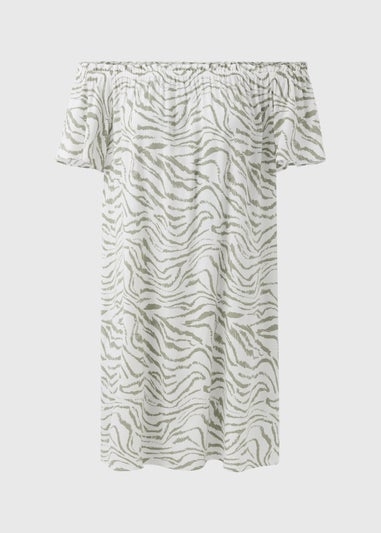 Green Zebra Bardot Mini Dress