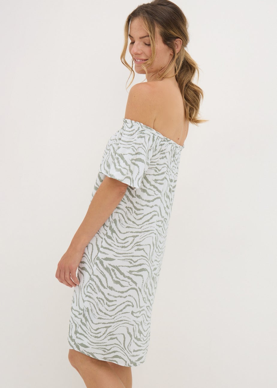 Green Zebra Bardot Mini Dress