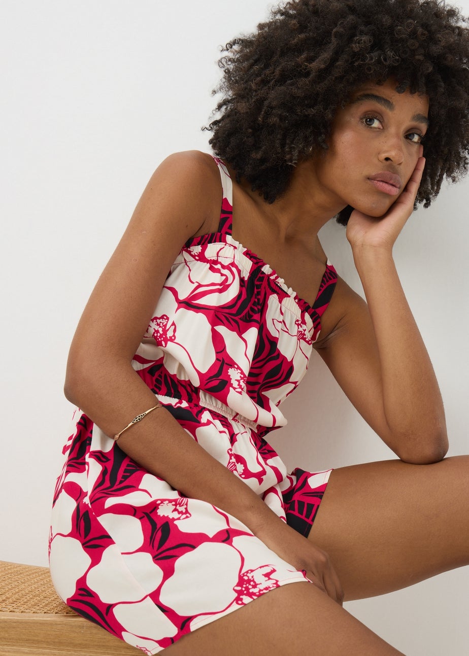 Pink Floral Playsuit