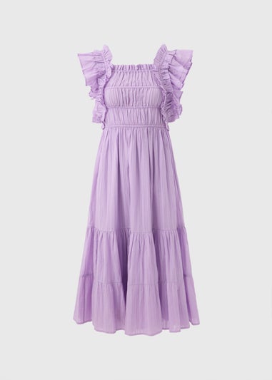 Lilac Frill Midi Dress