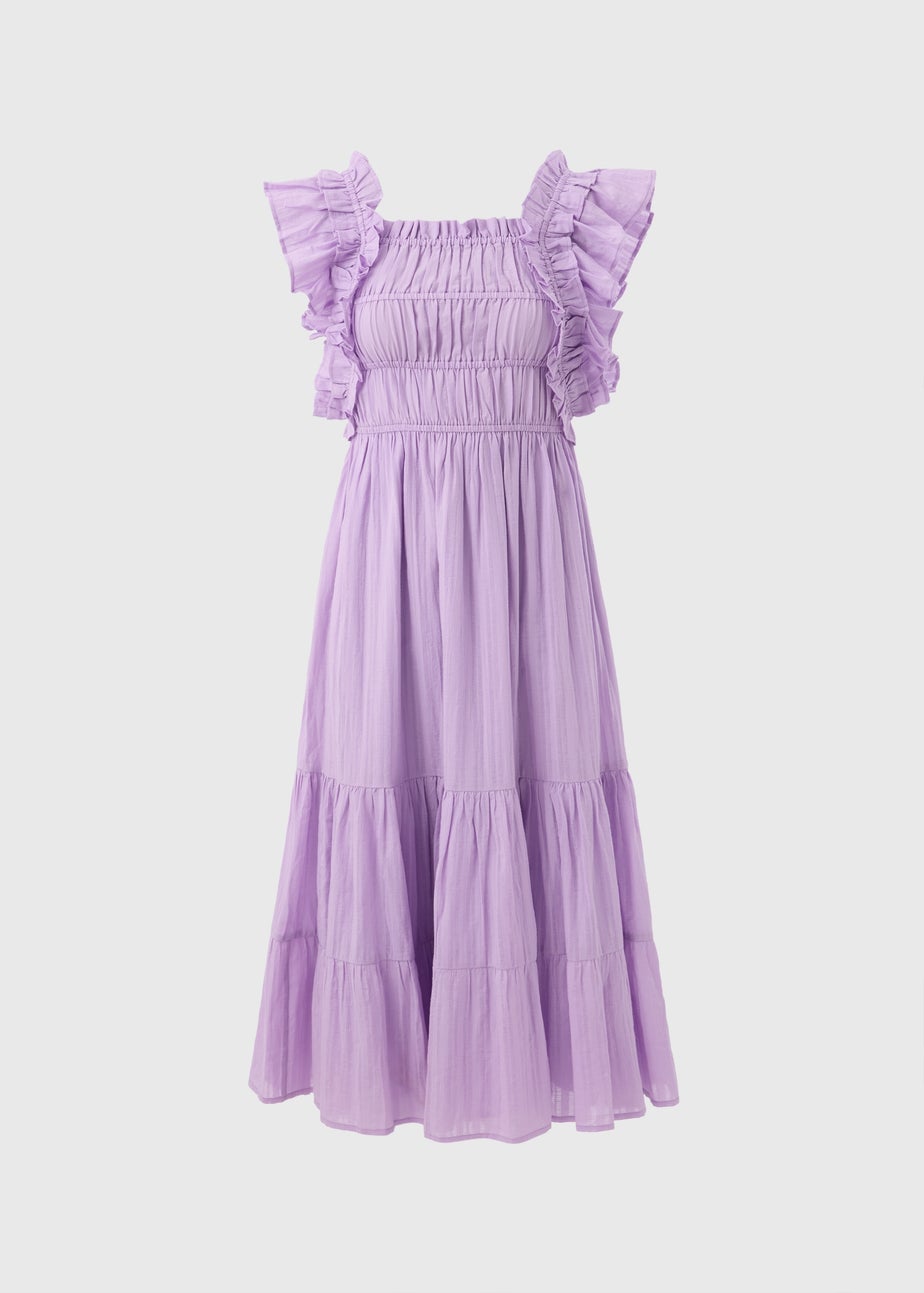 Lilac Frill Midi Dress