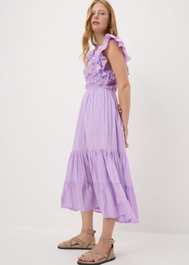 Lilac Frill Midi Dress