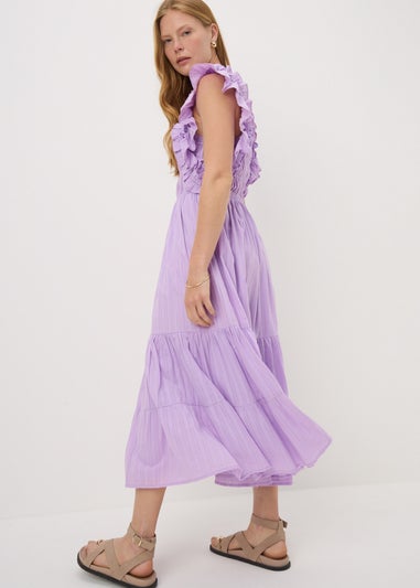 Lilac Frill Midi Dress