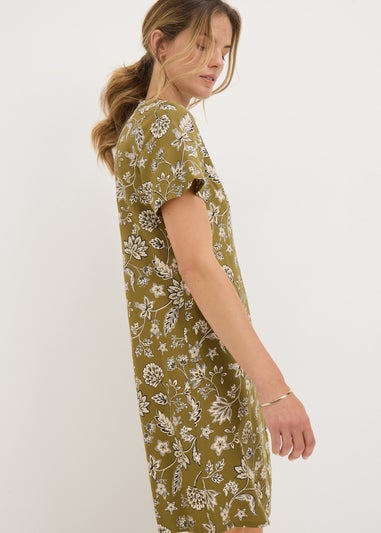 Green Floral Popover Tunic Dress