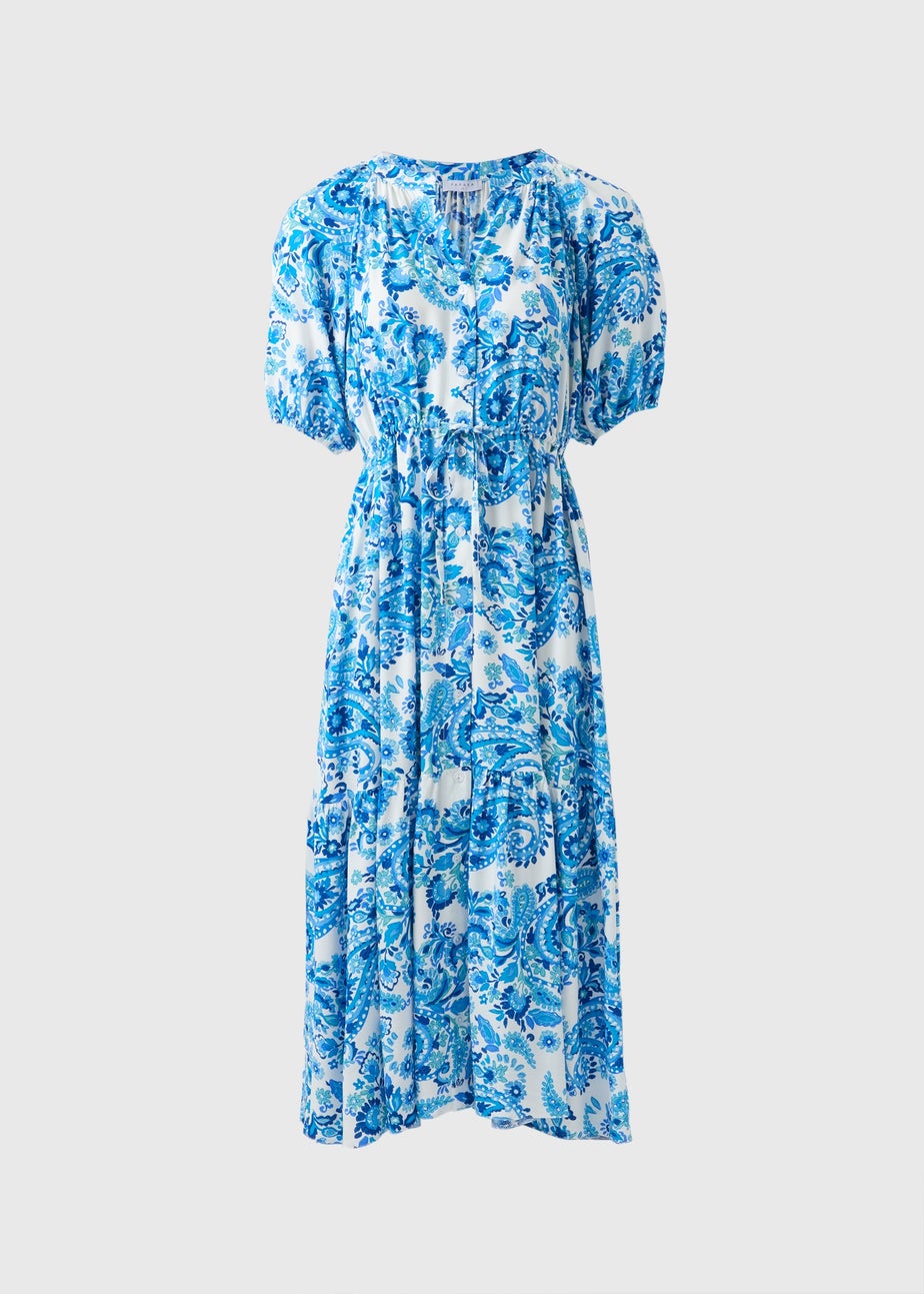 Blue Paisley Raglan Shirt Dress