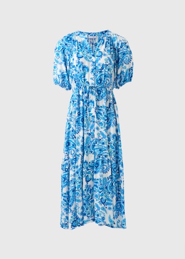 Blue Paisley Raglan Shirt Dress