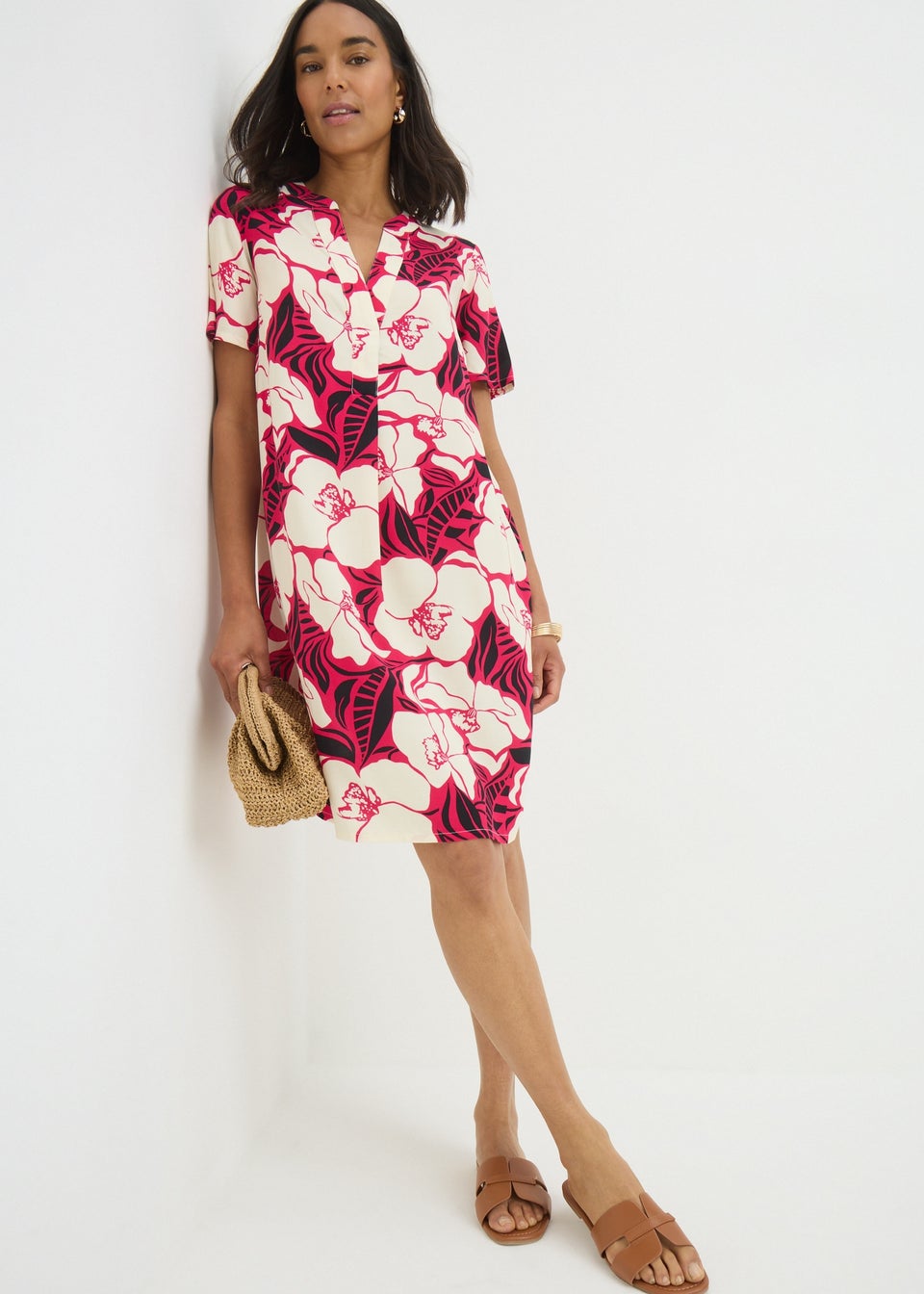 Pink Floral Tunic Dress