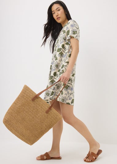 Blue Floral Popover Tunic Dress