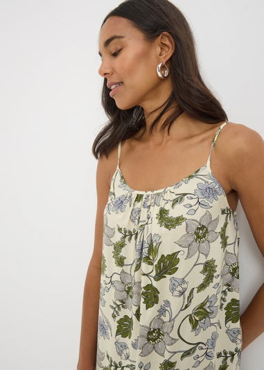 Cream Floral Mini Cami Dress