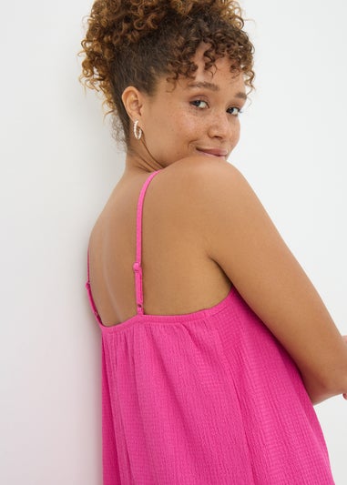 Pink Crinkle Mini Cami Dress