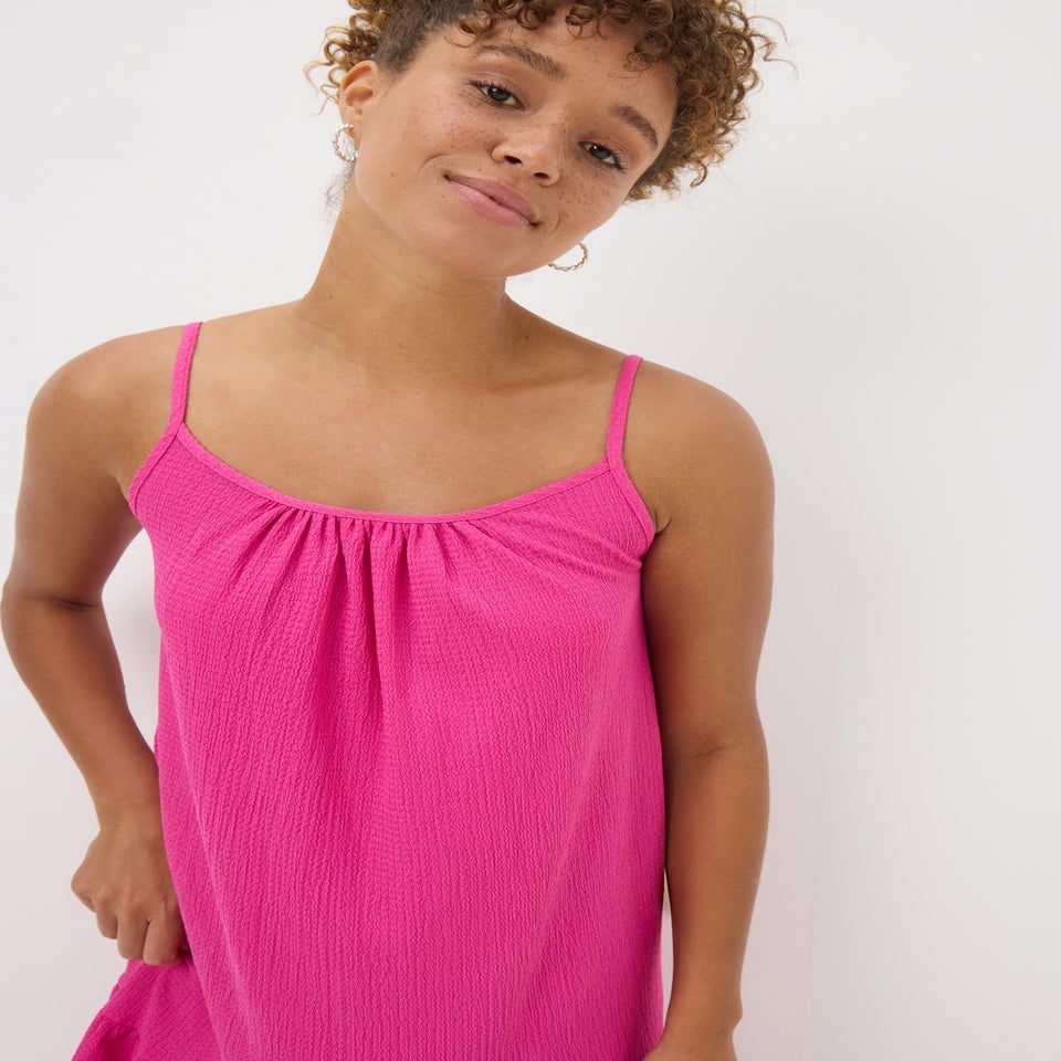 Pink Crinkle Mini Cami Dress