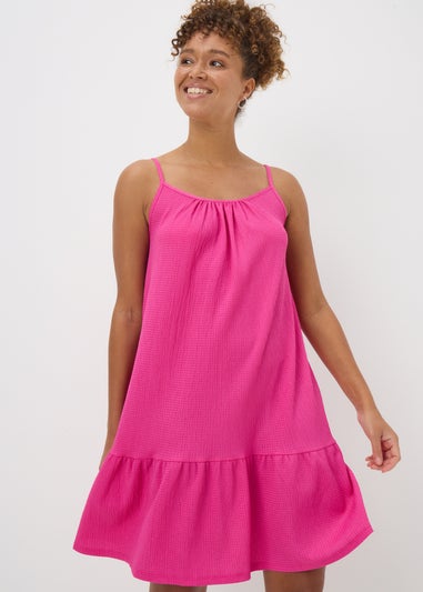 Pink Crinkle Mini Cami Dress