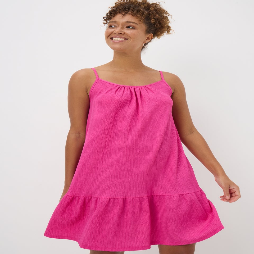 Pink Crinkle Mini Cami Dress