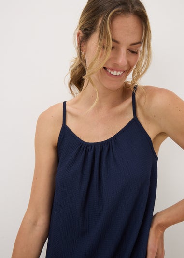 Navy Crinkle Cami Mini Dress