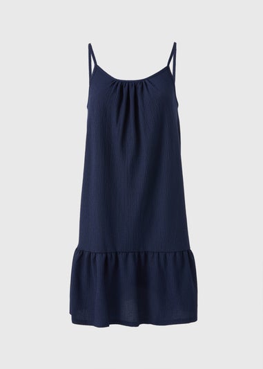 Navy Crinkle Cami Mini Dress