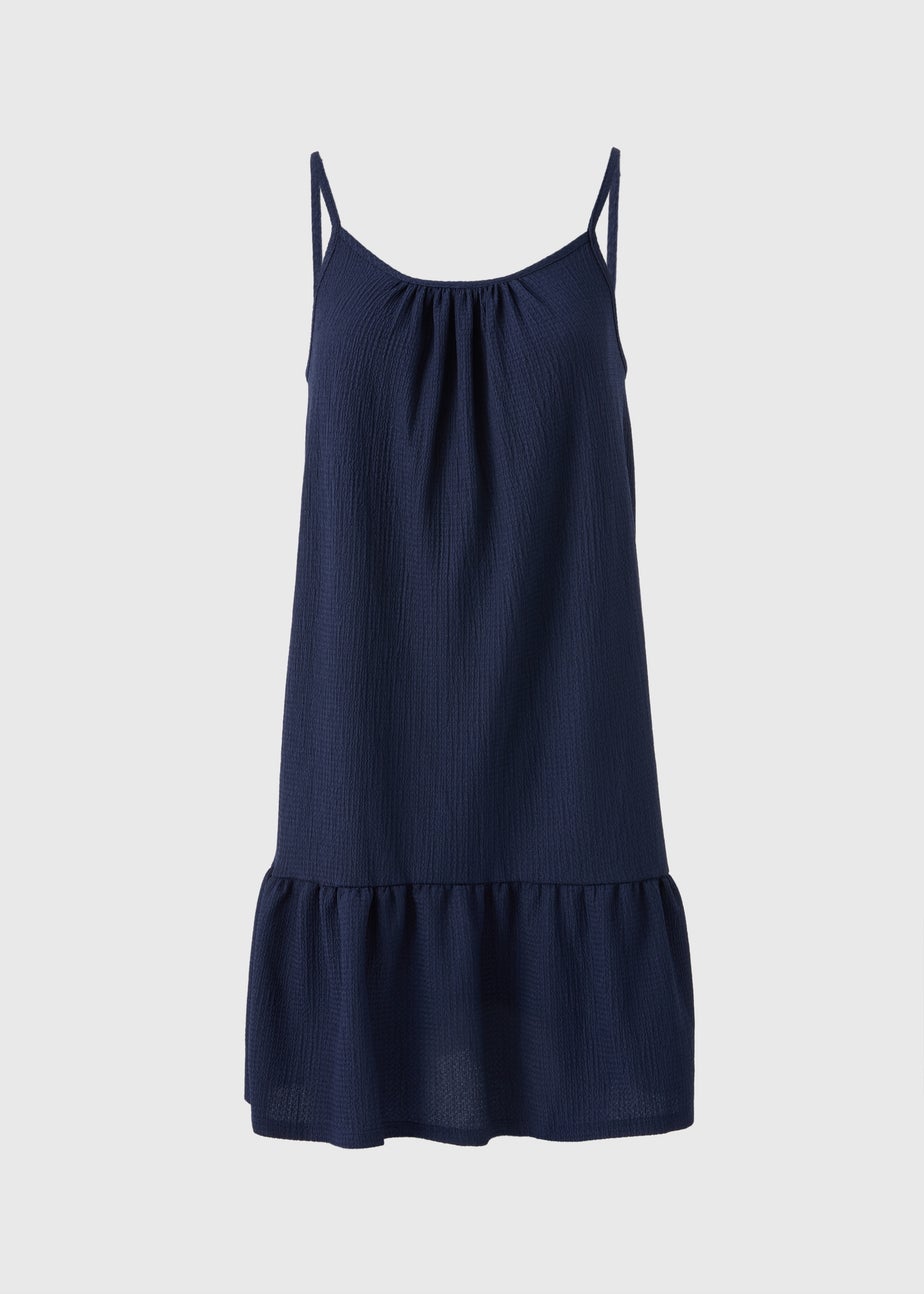 Navy Crinkle Cami Mini Dress