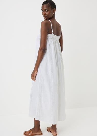 White Cotton Trapeze Maxi Dress