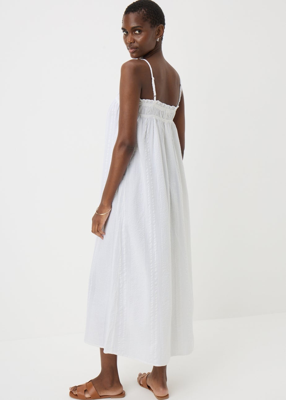 White Cotton Trapeze Maxi Dress