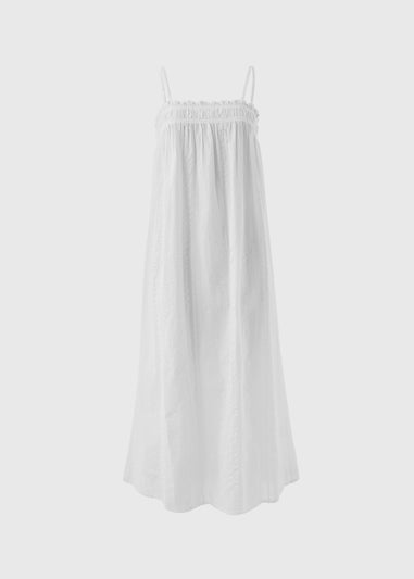 White Cotton Trapeze Maxi Dress
