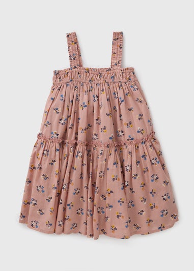 Girls Pink Floral Tiered Dress (1-7yrs)