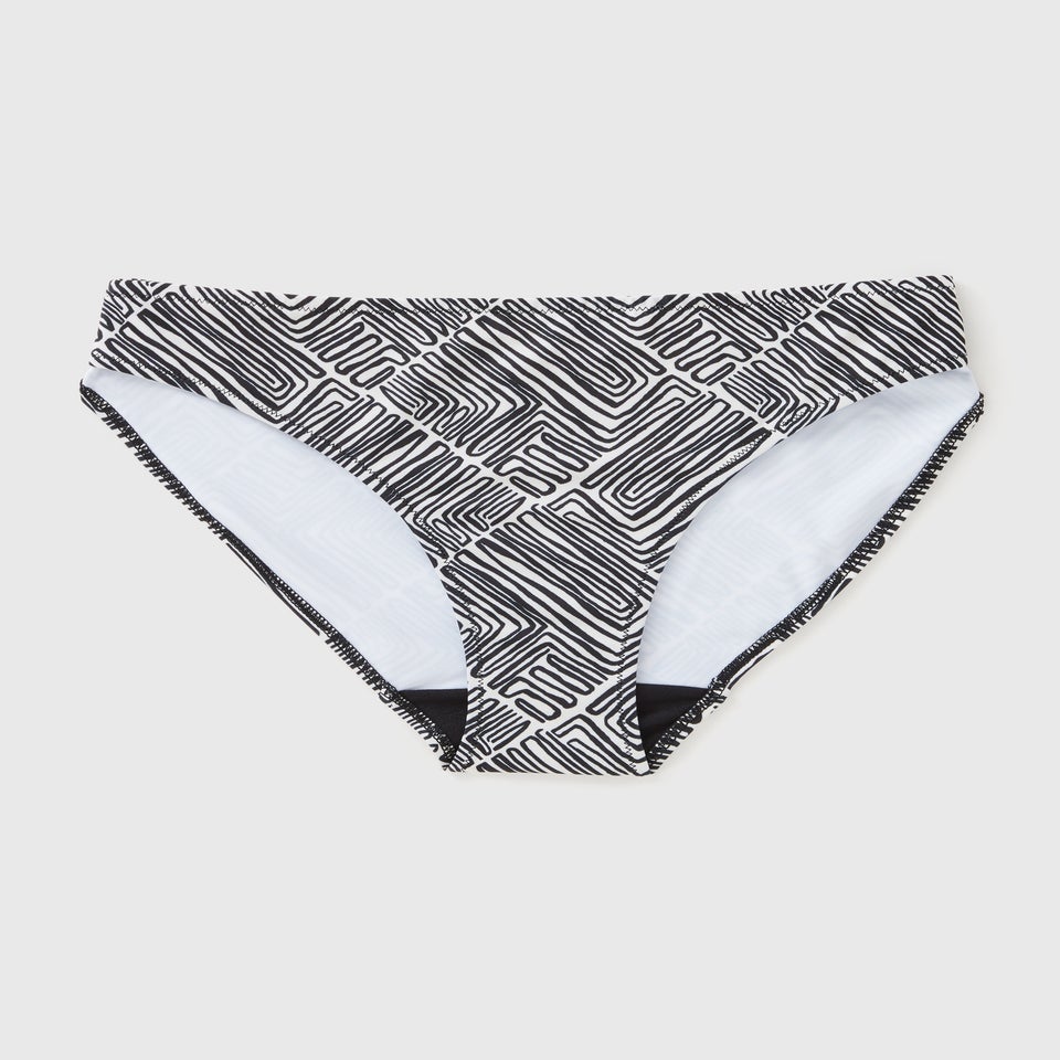 Black Mono Print Bikini Bottoms
