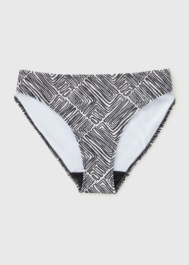 Black Mono Print Bikini Bottoms