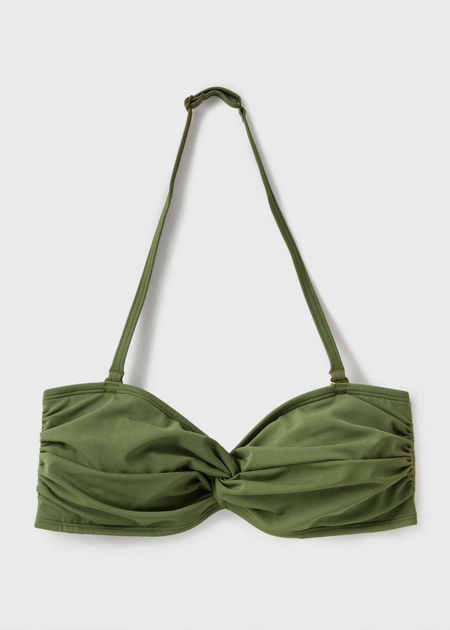 Khaki Plain Twist Bikini Top