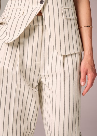 Et Vous Ivory Striped Linen Blend Wide Leg Trousers