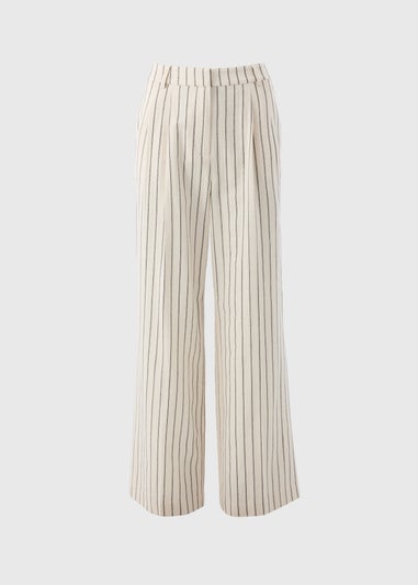 Et Vous Ivory Striped Linen Blend Wide Leg Trousers
