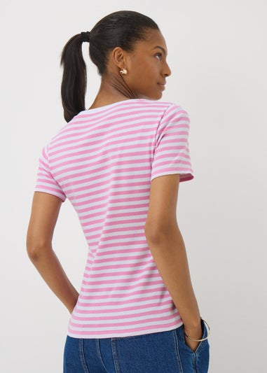 Pink Stripe Fitted T-Shirt