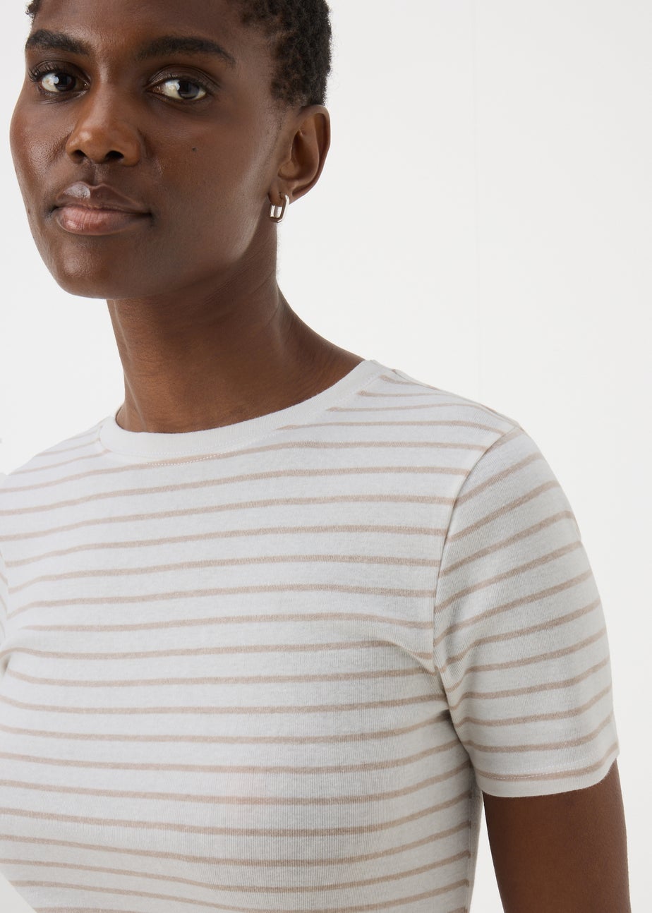 Oatmeal Stripe Fitted T-Shirt