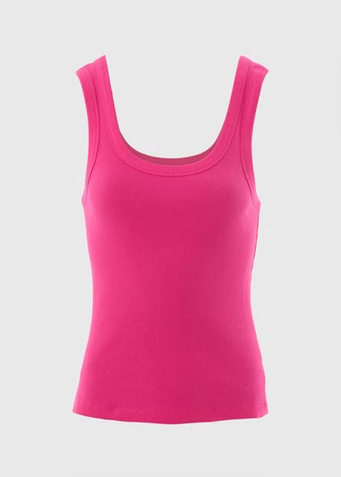 Pink Ribbed Scoop Neck Vest