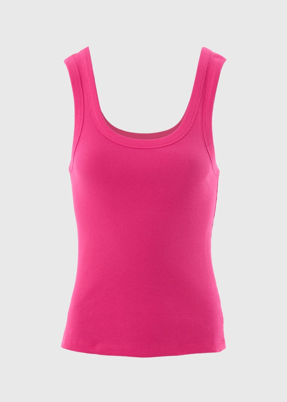 Pink Ribbed Scoop Neck Vest